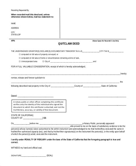 Free 9 Sample Quick Claim Deed Templates In Pdf Ms Word