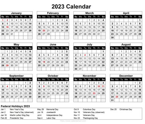 2023 Calendar Template Excel Free Calendar 2023