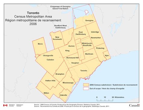 Geographical Map Of 2006 Census Metropolitan Area Of Toronto Ontario