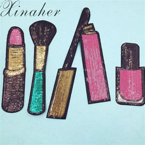 Xinaher Lipstick Embroidered Sequins Iron On Patch Cloth Patches Woman