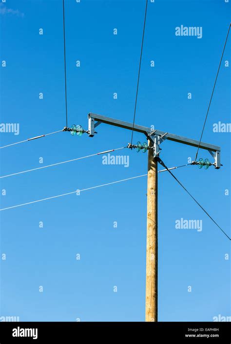 Isolated Wooden Utility Pole And Wires Finland Stock Photo Alamy