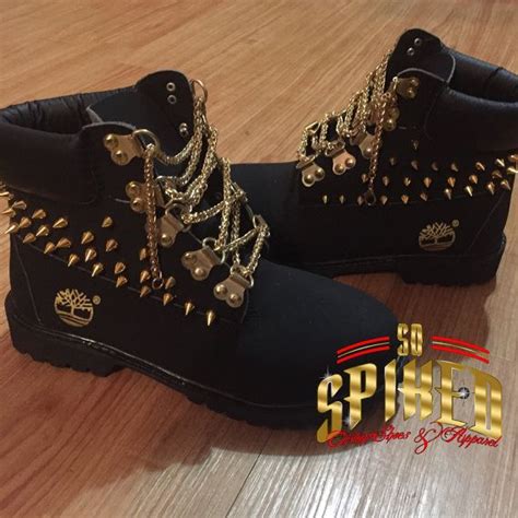 Black Timberlands W Gold Chain Laces With Or Without