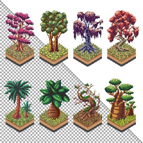 Premium Vector Pixel Art Isometric Special Tree Decoration