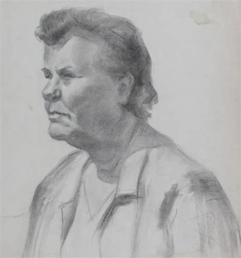 Vintage Realist Pencil Drawing Woman Portrait Picclick