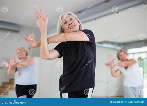 Mature Women Performing Modern Dance In Exercise Room Stock Image Image Of Activity Group