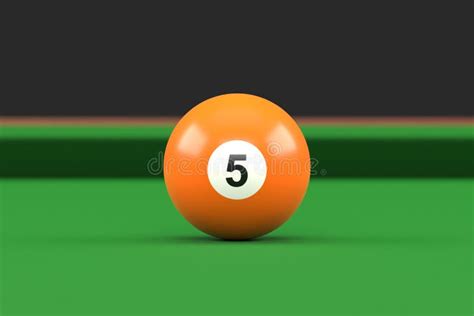 Billiard Ball Number Five Orange Color On Billiard Table Stock