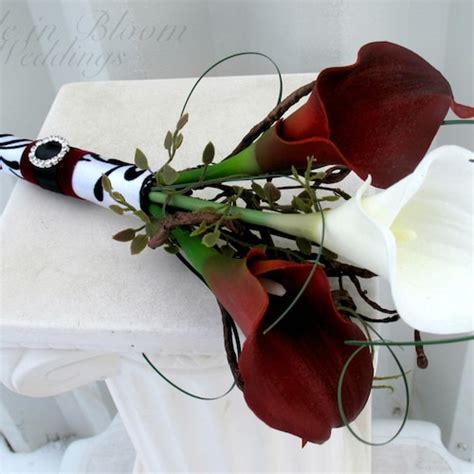 Wedding Bouquet Real Touch Majestic Red Calla Lily Black Etsy