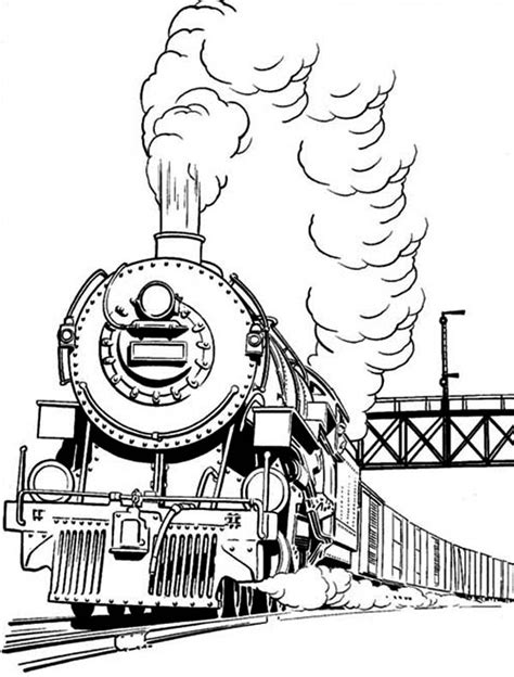 Train and train station coloring page printable. Long Smoke of Steam Train Coloring Page - NetArt in 2020 ...