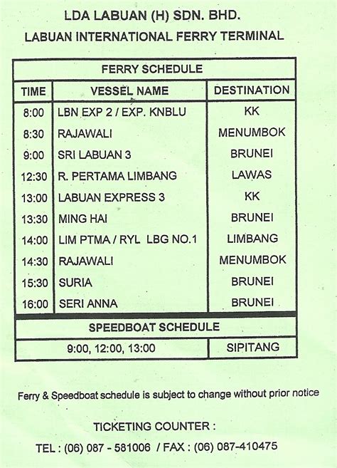 Gara2 pkp yg bln8, tiket ferry express (labuan) cancelled. Interesting Corner of Me : Ferry Schedule From Labuan