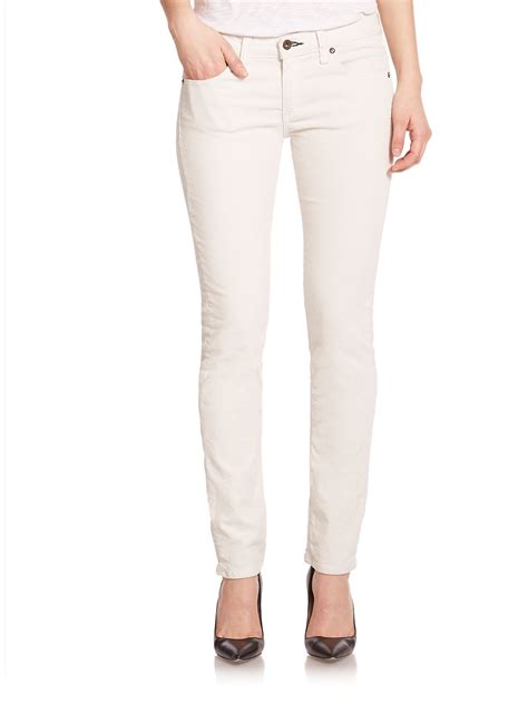 Lyst Rag Bone The Tomboy Corduroy Cropped Skinny Boy Fit Jeans In White