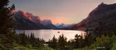 Sunset Over St Marys Lake Glacier National Park National Parks