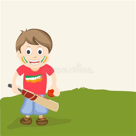 Cricket Sports Concept With Cute Little Boy Stock Illustration Image