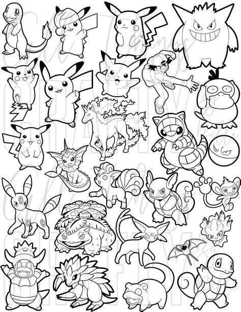 Pokemon Coloring Sheets 78 Digital Pdf Coloring Pages Etsy