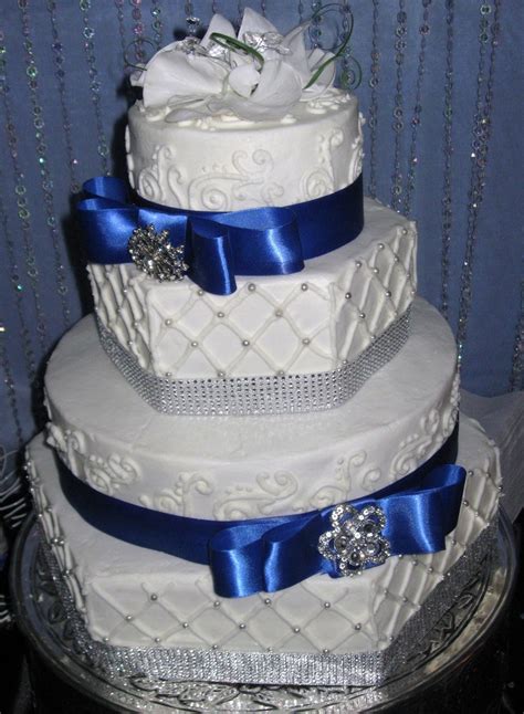 This design of this cake. Hexagon Royal Blue Wedding Cake - CakeCentral.com