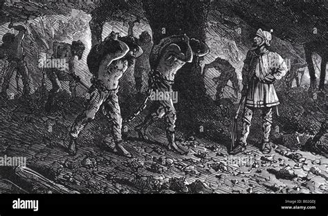 Les esclaves DANS UNE MINE DE SEL ROMAIN montré dans une gravure de l