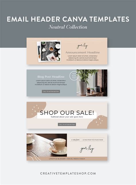 Email Header Templates Canva Neutral Collection — The Creative