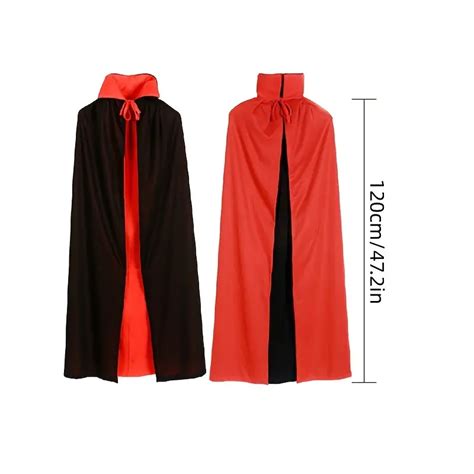 Halloween Costume Cape Double Layer Black Red Vampire Demon Temu