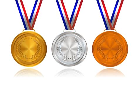 Premium Vector Gold Silver Bronze Award Medals With Ribbons