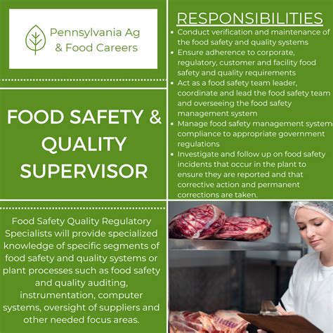 Food Safety And Quality Supervisor Ag And Food Careers In Pa