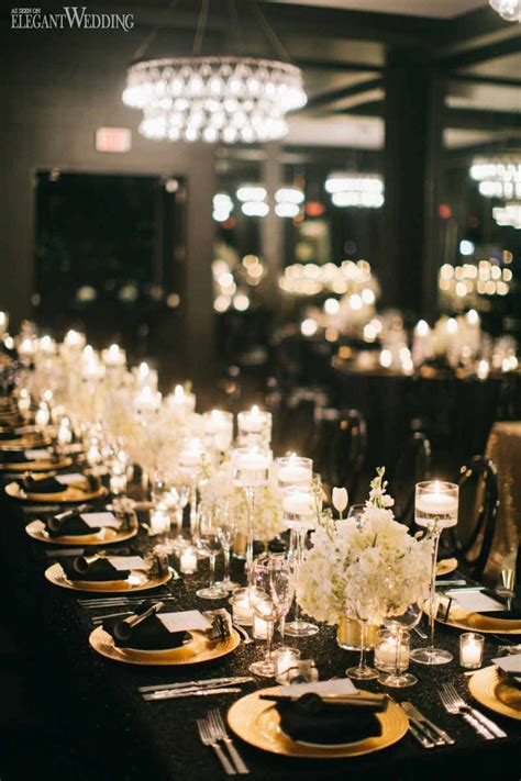 Black And Gold Wedding Table Setting Gold Wedding Centerpieces Gold