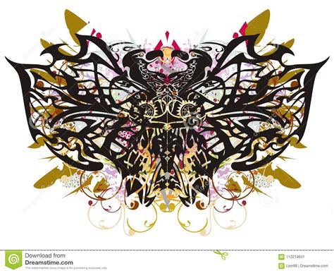 Grunge Fantastic Colorful Butterfly Splashes Stock Vector