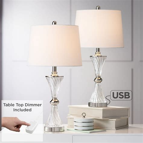 Regency Hill Modern Table Lamps Set Of 2 With Usb Port And Table Top