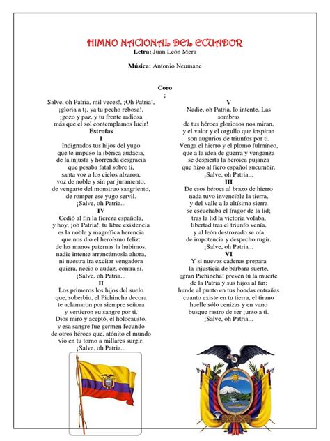 Himno Nacional Del Ecuador Himnos Canciones Patrióticas Free Download