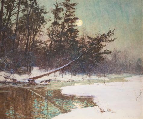Walter Launt Palmer Moonrise Over A Snowy Landscape Winter
