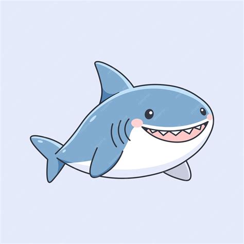 Premium Vector Cute Cartoon Shark Vector Illustration Isolated On A
