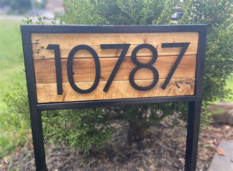 Address Stake Yard Sign Reclaimed Wood House Number Sign For Etsy