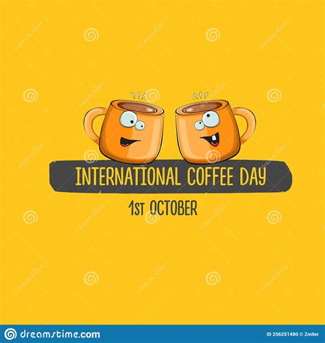 International Coffee Day Graphic Illustration With Cute Orange Coffee