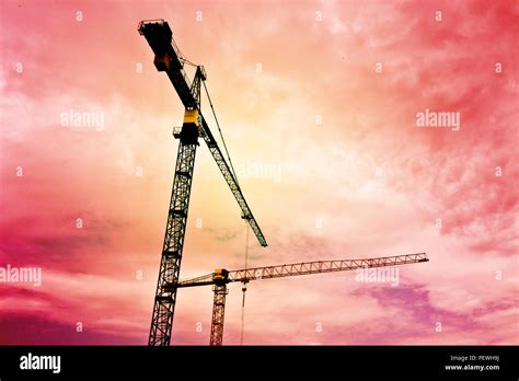 Construction Tower Cranes Stock Photo Alamy