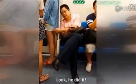 Public Transport Groping Chinese Official Caught Stroking Womans
