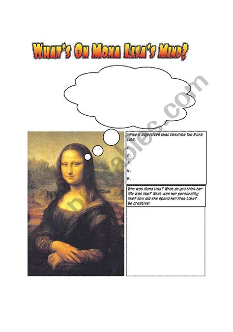 English Worksheets Describing Mona Lisa