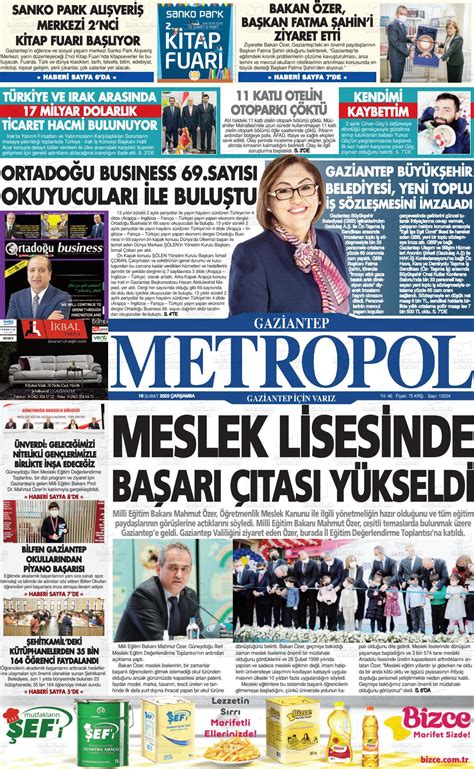 Ubat Tarihli Gaziantep Metropol Gazete Man Etleri