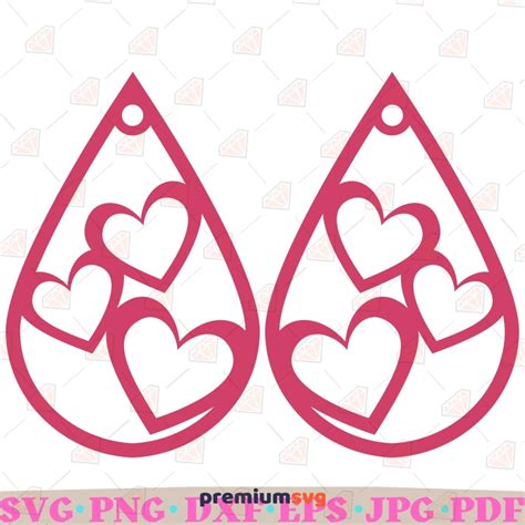 Teardrop Heart Earring Svg Valentine Earring Svg Digital Premiumsvg