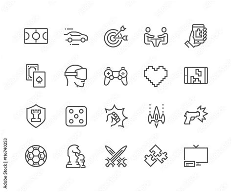 Line Games Icons Stock Vektorgrafik Adobe Stock