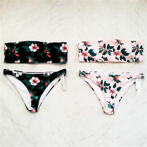 Floral Print High Cut Bandeaux Bikini Set Wti Design