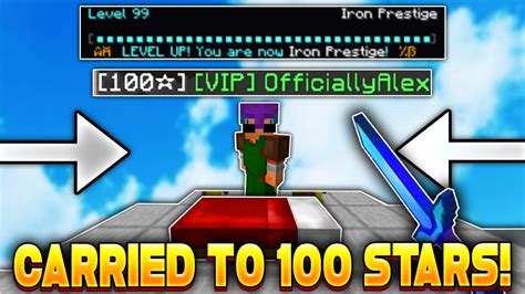 Carrying A Noob To 100 Stars In Hypixel Bedwars Youtube