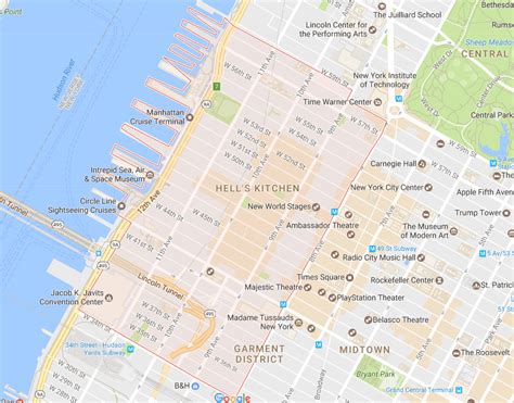 New York City Midtown West Neighborhood Map