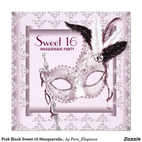 pink black sweet 16 masquerade party invitation sweet 16 masquerade party sweet