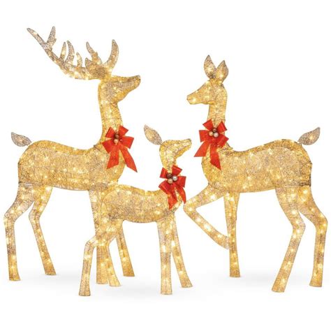 Piece Lighted Christmas Deer Set Outdoor Decor With Led Lights Deer