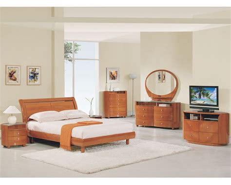 Modern Bedroom Set Elma In Cherry Finish 35b11