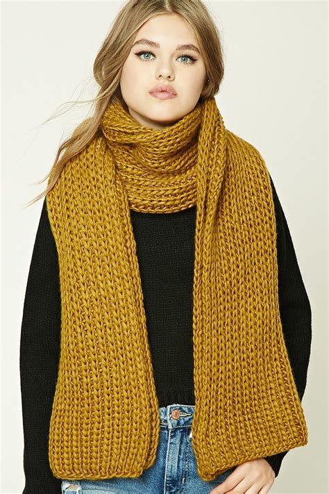Chunky Ribbed Oblong Scarf Knit Scarf Outfit Scarf Women Winter