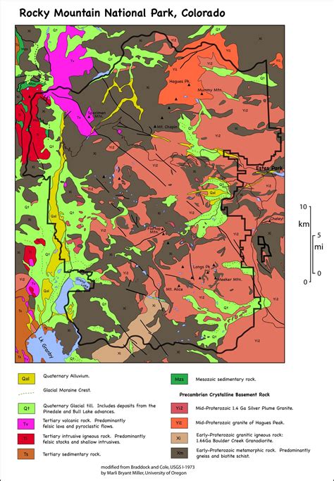 Geologic Map Of Rocky Mountain National Park Colorado