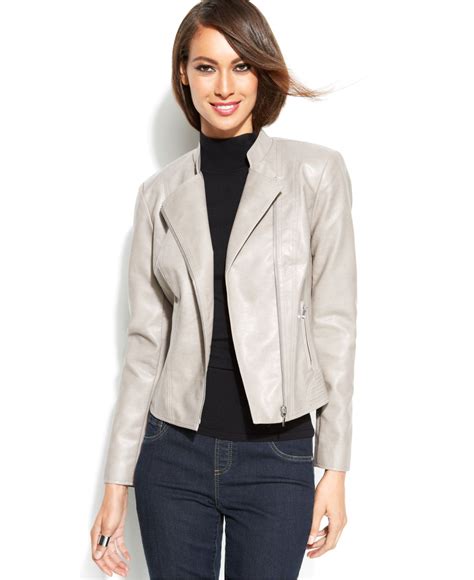 Lyst Inc International Concepts Faux Leather Moto Jacket In Gray