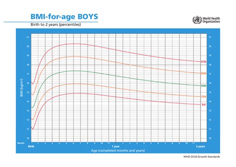 Who Boys Growth Chart Bmi For Age Birth To 2 Years Percentiles