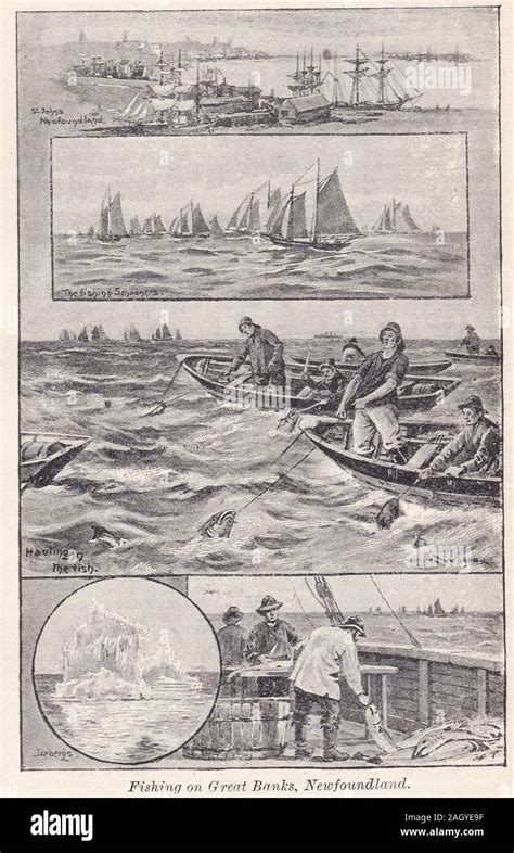 Fishing On Great Banks Newfoundland 1930s Illustration Stock Photo