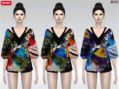 Mariposa Kimono Blouse By Mclaynesims At Tsr Sims 4 Updates