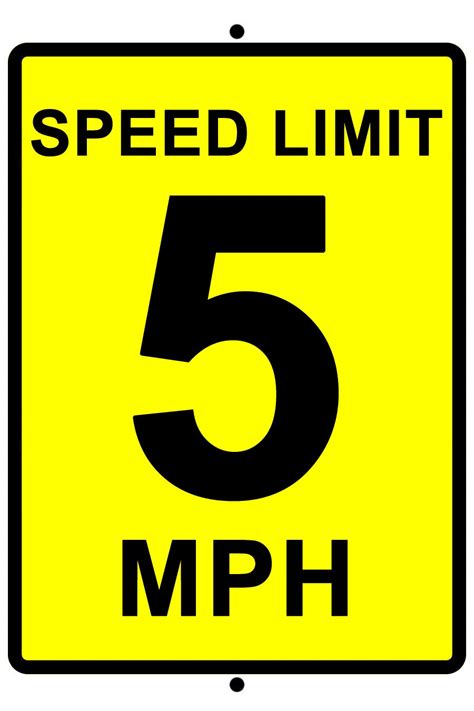 Speed Limit 5 Mph Aluminum Sign 8 X 12 2 Pre Drilled Holes Yellow